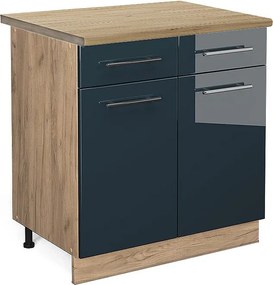 Szafka dolna do kuchni ciemnoniebieski wysoki połysk 80x60x82 fame-line