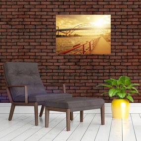 Obraz mostu z zachodem słońca (70x50 cm)