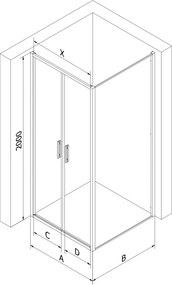 Mexen Exo-B Duo kabina prysznicowa uchylna 70 x 75 cm, transparent, chrom - 814-070-075-01-00