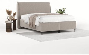 Szarobeżowe tapicerowane łóżko dwuosobowe ze schowkiem 160x200 cm Draco – Maison de Rêve