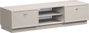 Szafka RTV Lorini 150 cm z szufladami - kaszmir / złote uchwyty