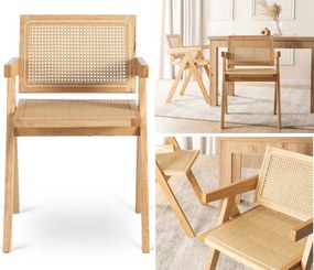 Drewniane krzesło z rattanowym siedziskiem Madera