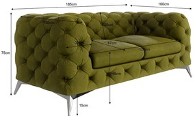 Zielona aksamitna sofa 185 cm Chelsea – Ropez