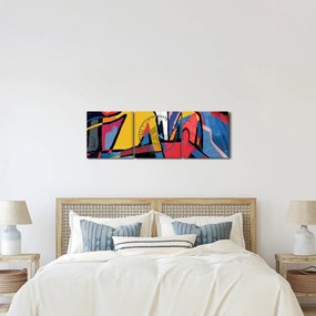 Obraz - Abstrakcja mężczyzn (z zegarem) (90x30 cm)