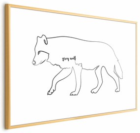 Plakat Wilk 42x29,7 cm z ramą złotą bez marginesu ARTGEIST B