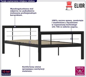 Czarne metalowe łóżko z zagłówkiem 100 x 200 cm - Hegrix