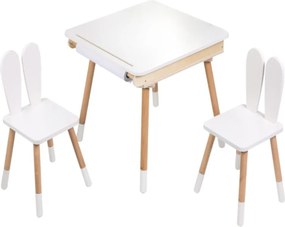 Rosnący zestaw dziecięcy BUNNY, stolik i 2 krzesełka, biały/brązowy ELIS design