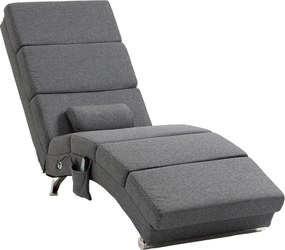 HOMCOM Fotel masujący z funkcją relaksu, leżak z 8 punktami wibracyjnymi, 5 trybów, wymiary 56 x 168 x 84 cm, Ciemnoszary