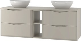 Kaszmirowy Zestaw Łazienkowy 140cm Szafka z Blatem Regał Umywalka Delica