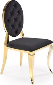 Pikowane krzesło ludwik w stylu glamour czarny + złoty N9-S46