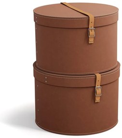 Brązowe kartonowe pojemniki dekoracyjne z pokrywką zestaw 2 szt. ø 37,5x25 cm Rut Restore Paper Laminate – Bigso