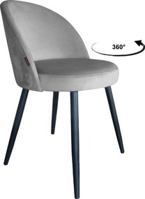 Krzesło TRIX tkanina Welur noga metalowa : Kolor nogi - Czarna stożek, Kolor tkaniny - VELVET - MG17, Typ siedziska - Siedzisko obrotowe 360°