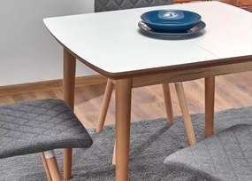 Biały stół rozkładany Barr 90–190 cm MDF – nowoczesny, lite drewno bukowe, kompaktowy
