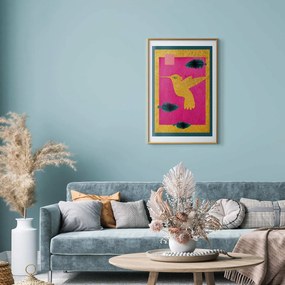 Plakat złotą koliber 29,7x42 cm z ramą złotą z marginesem ARTGEIST B