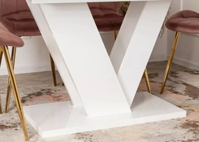 Stół Carrie rozkładany 120/160 cm do jadalni – nowoczesny stół prostokątny glamour z grubym blatem MDF i nogami w kształcie V