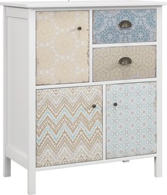 HOMCOM Komoda drewniana biała styl Shabby Chic 2 szuflady 3 szafki 68x34x80 cm | Aosom PL