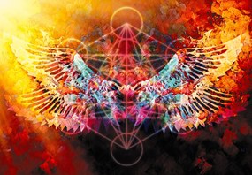 Fototapeta - Merkaba ze skrzydłami, abstrakcja (196x136 cm)
