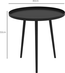 Outsunny Stolik pomocniczy, kawowy, ogrodowy, tarasowy, do ogrodu, ze stali, czarny