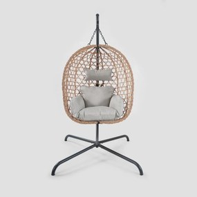Huśtawka NIDO na metalowym stelażu naturalna 104x106x184 cm  HOMLA