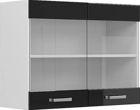 Szklana szafka kuchenna czarny wysoki połysk 80x31x60 r-line