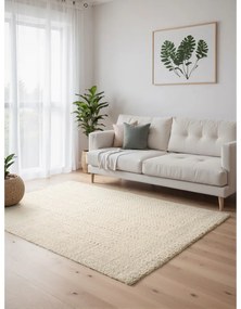 Kremowy dywan z mieszanki wełny tkany ręcznie 160x230 cm Majoli – Elle Decoration