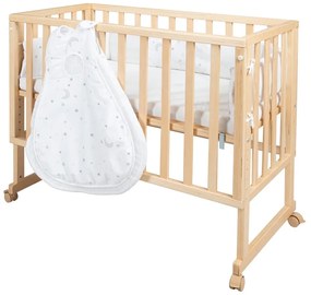 Łóżeczko na kółkach 90x45 cm w naturalnym kolorze Star Magic – Roba