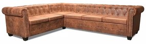 6-osobowy brązowy narożnik w stylu Chesterfield - Xavier 6Q