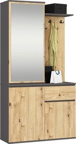 Garderoba klasyczna do przedpokoju szary + dąb artisan G6-B98