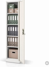 Szafa biurowa metalowa na akta biała/dąb sonoma, 450x1850x400 mm: ALEX Eco Design