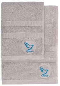 Szare bawełniane ręczniki zestaw 2 szt. frotte Peace – Foutastic