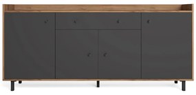 Szara niska komoda w dekorze orzecha 180x84 cm Malta – Marckeric