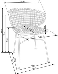 K407 krzesło naturalny, czarny, rattan syntetyczny, boho, skandynawski