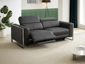 Kanapa 3-osobowa z elektryczną funkcją relax z antracytowej skóry - DAVOLI