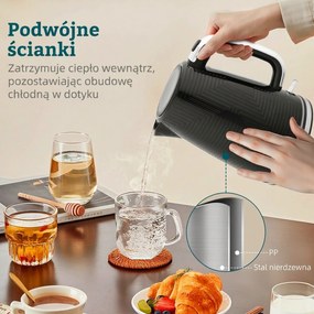 HOMCOM Zestaw czajnik i toster, 2200W, Otter-Thermostat, 2-szczelinowy toster, 7 poziomów przyrumienienia, szuflada na okruchy, czarny