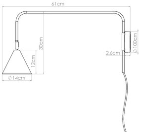 Złoty kinkiet na wysięgniku F5-H85
