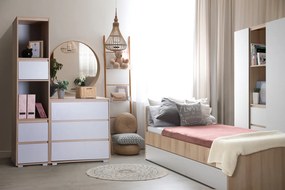 Łóżko młodzieżowe z szufladami Dalia 204x94, kolor buk/popiel