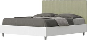 Łóżko bez stelaża 160x200 konstrukcja Frassino biała zagłówek microfibra Zielony Kaia