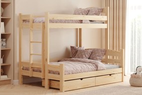 Łóżko piętrowe Lovic 90x200/120x200 z szufladami lewostronne - sosna
