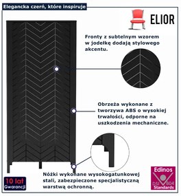 Czarna elegancka szafa na ubrania w jodełkę C4-R55