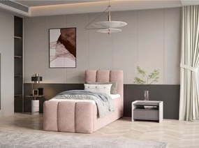 Stylowe łóżko tapicerowane KORA 90x200 cm w tkaninie CENTAUR 5 różowej