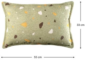 Zielona poduszka na sofę dziecięcą z materiału bouclé/z tkaniny szenilowej Terrazzo Bolster – Wigiwama