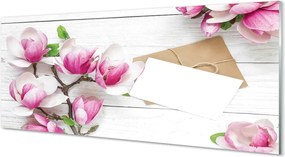 Panel Kuchenny Szklany Magnolia na Rustykalnym Drewnie