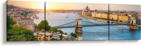 Obraz miasta Budapeszt z rzeką (170x50 cm)