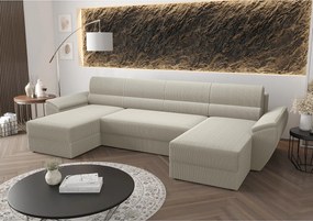 BEDANTE narożnik REBIU2 Poso 100 beżowy z funkcją spania sofa w kształcie litery U z pojemnikiem na pościel