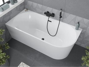 Mexen Mia wanna wolnostojąca narożna lewa 170 x 80 cm, biała, przelew czarny - 52691708000L-70
