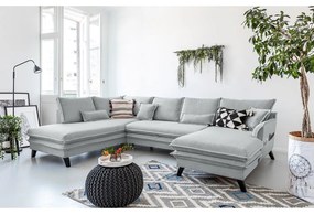 Jasnoszara rozkładana sofa w kształcie litery "U" Miuform Charming Charlie, lewostronna