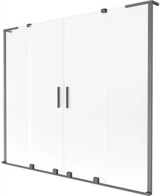 Mexen Velar L Duo parawan nawannowy 2-skrzydłowy rozsuwany 200 x 150 cm, szron, gun gray szczotkowany - 896-200-003-32-66