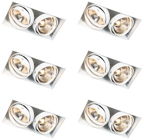 Zestaw 6 reflektorów wpuszczanych biały GU10 AR111 bezramkowych 2-punktowe - Oneon
