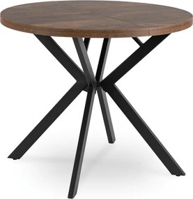Stół Okrągły Rozkładany LUGO 90-190 cm Dąb Rustykalny/Czarny Loft