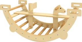 AIYAPLAY Montessori drabinka wspinaczkowa do domu, 2 w 1 łuk z drewna, dla dzieci 2-4 lata, 110x52x45 cm, drewno naturalne